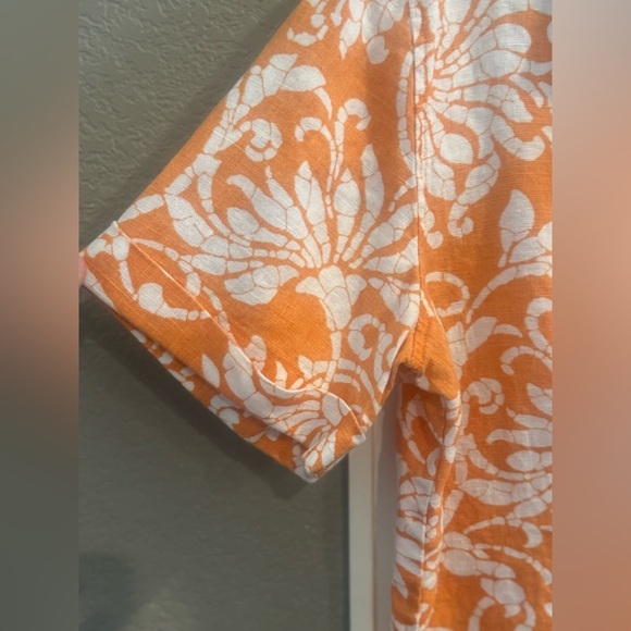 Chico's Vibrant Orange and White Floral Shirt - Picture 3 of 4
